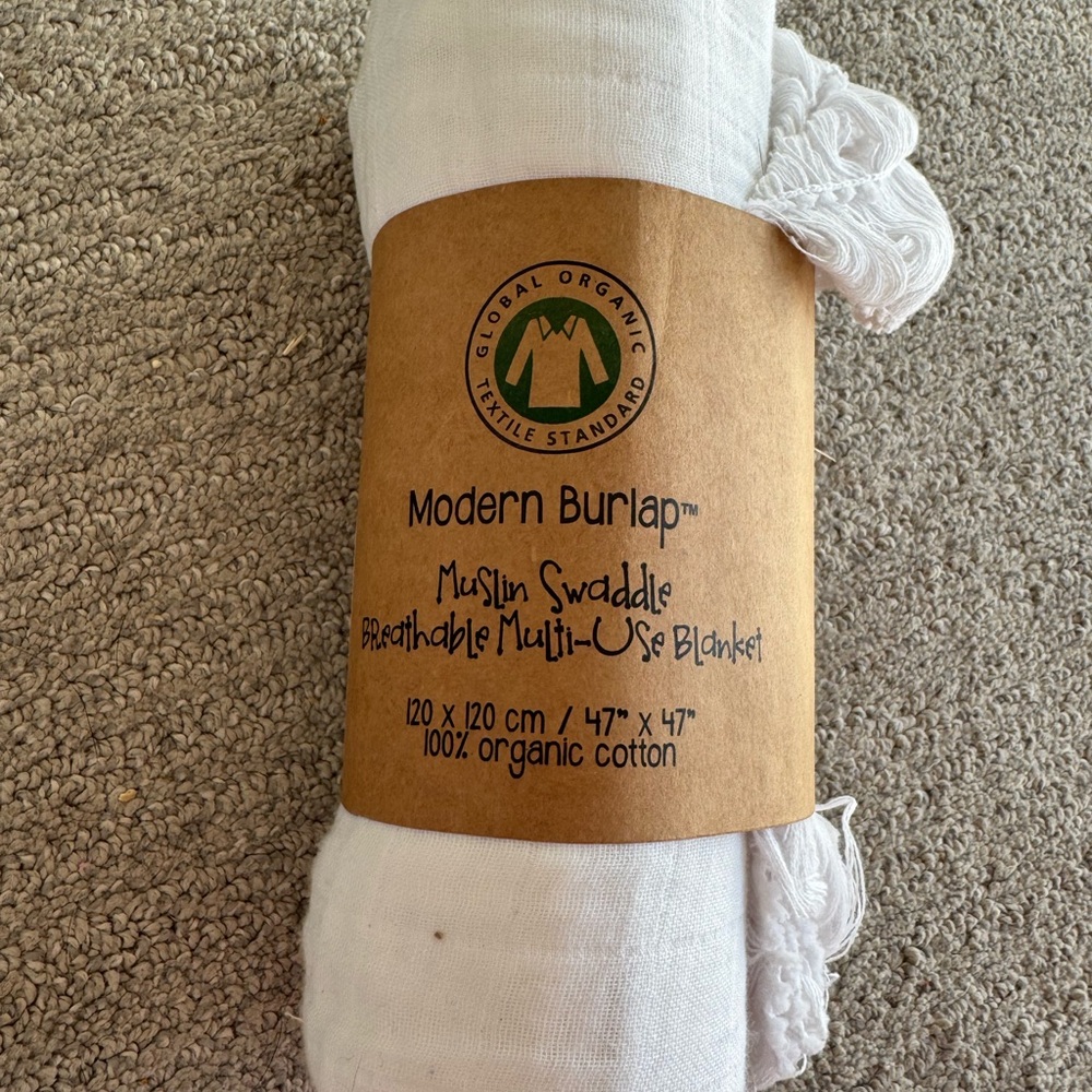 Modern Burlap White Muslin Swaddle Blanket